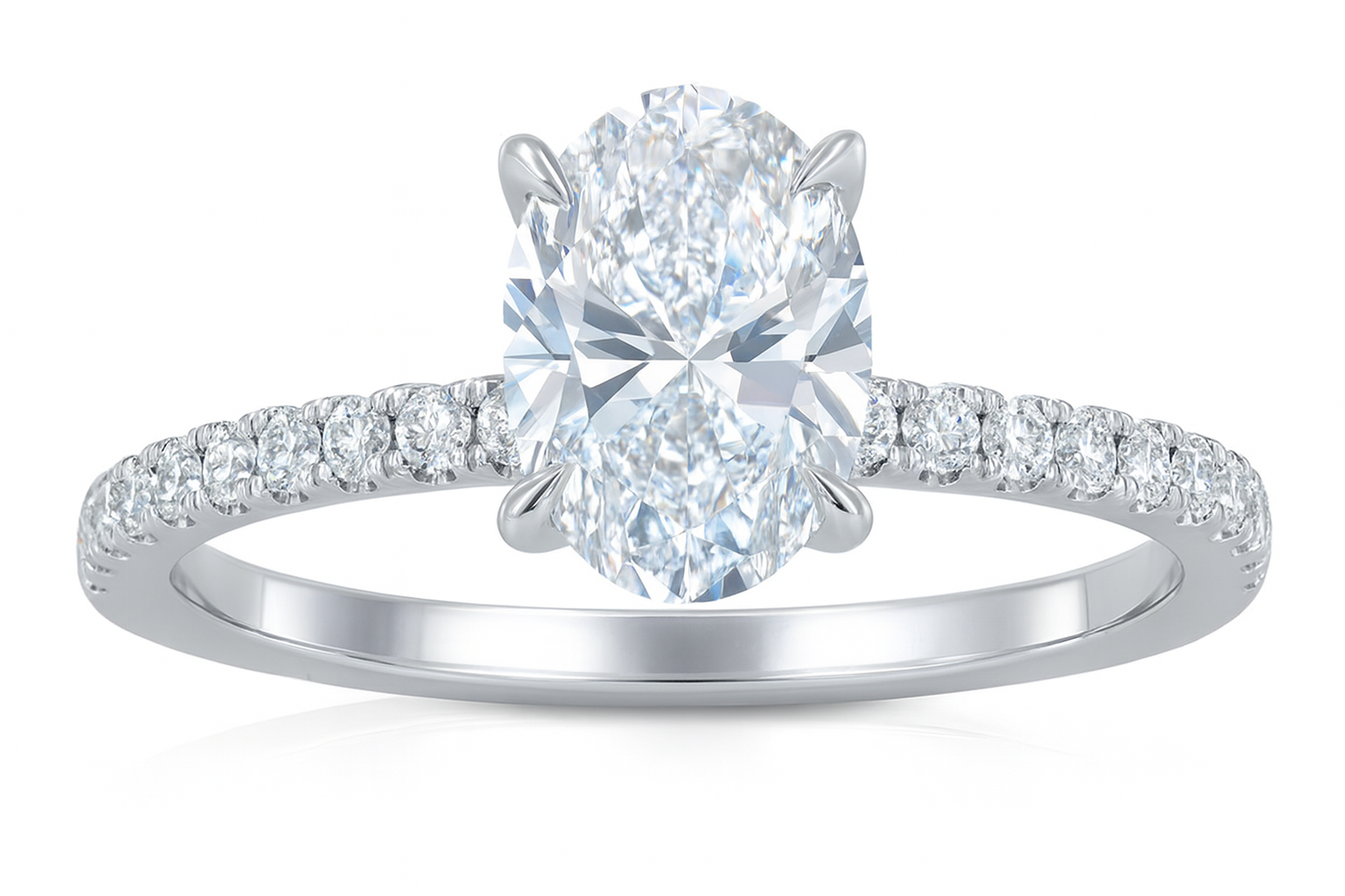 14K White Gold ~1.45ct Oval Lab-Grown Diamond Ring (VS2–SI1, G–H)