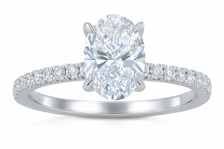 14K White Gold ~1.45ct Oval Lab-Grown Diamond Ring (VS2–SI1, G–H)