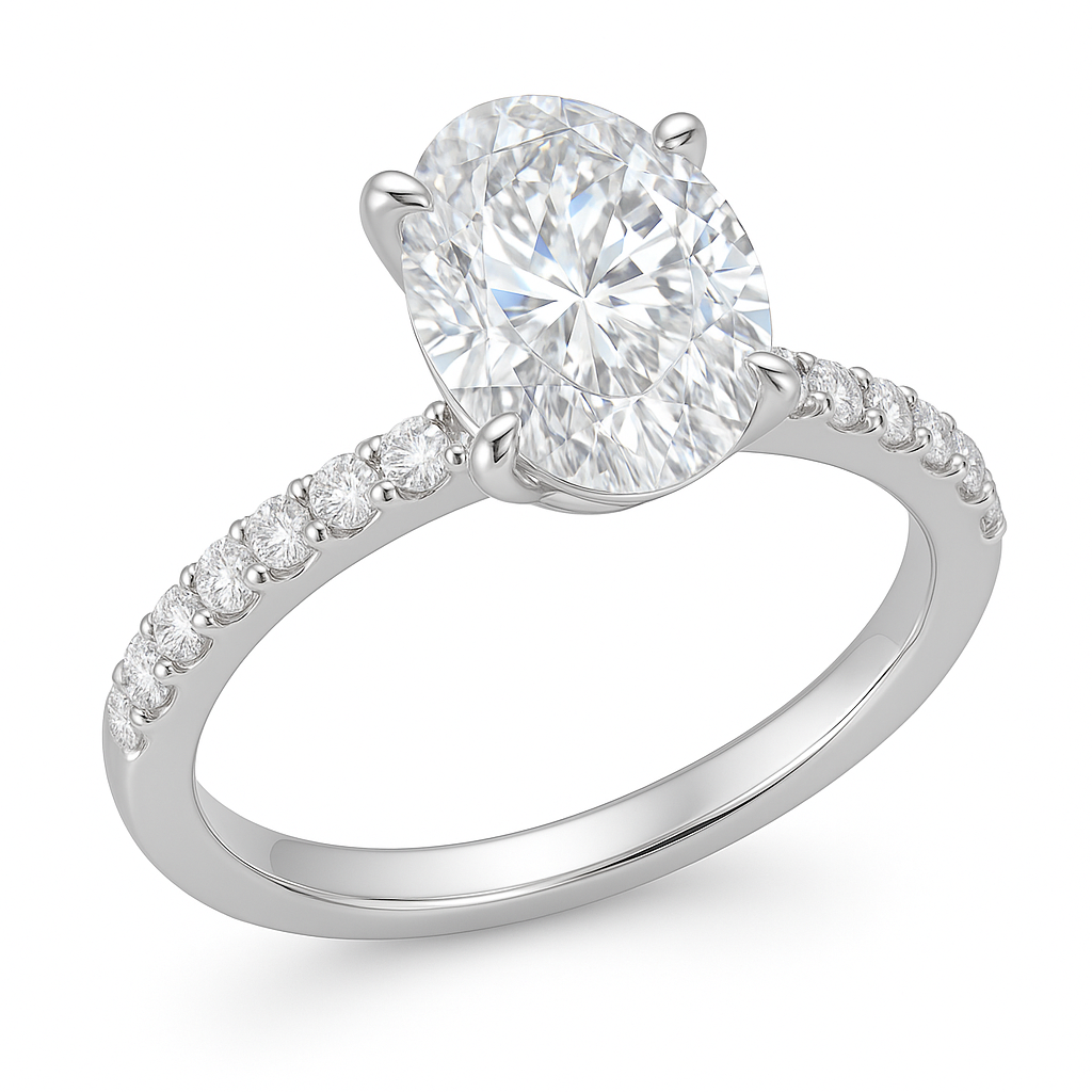 14K White Gold ~1.45ct Oval Lab-Grown Diamond Ring (VS2–SI1, G–H)