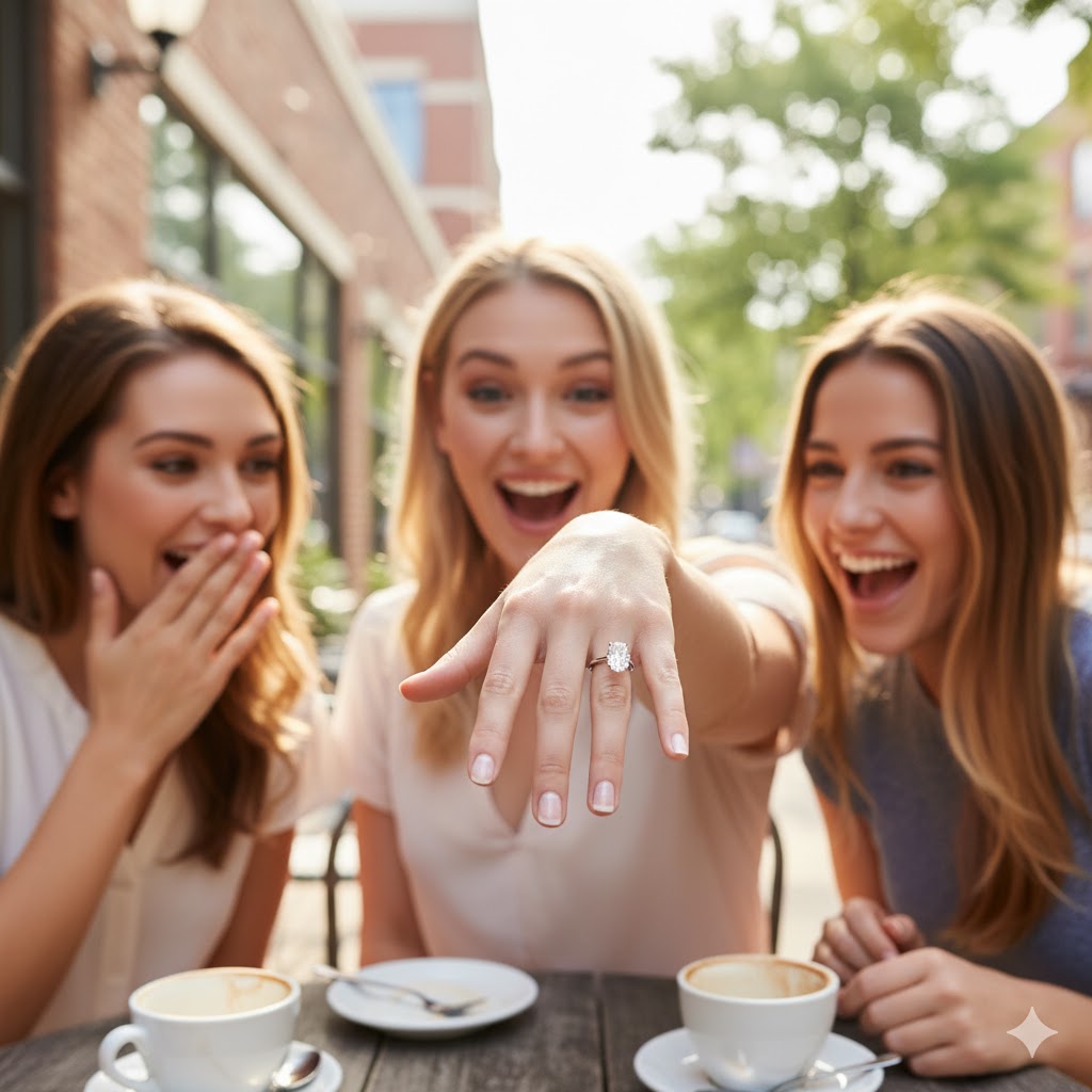 14K White Gold ~1.39ct Oval Lab-Grown Diamond Ring with Round Diamond Accents (1.50ctw Total) 