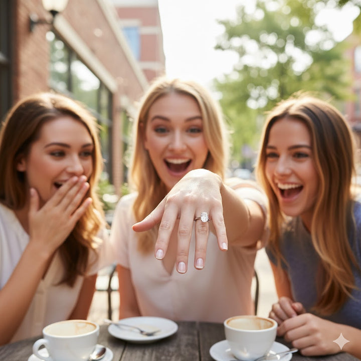 14K White Gold ~1.39ct Oval Lab-Grown Diamond Ring with Round Diamond Accents (1.50ctw Total) 