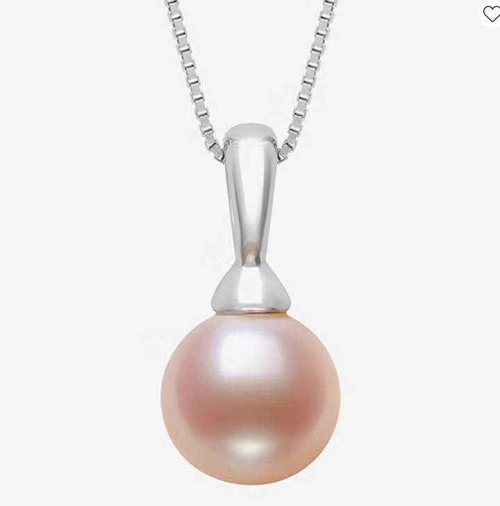 Sterling Silver 18" Pink Freshwater Pearl Drop Pendant (6–7mm)