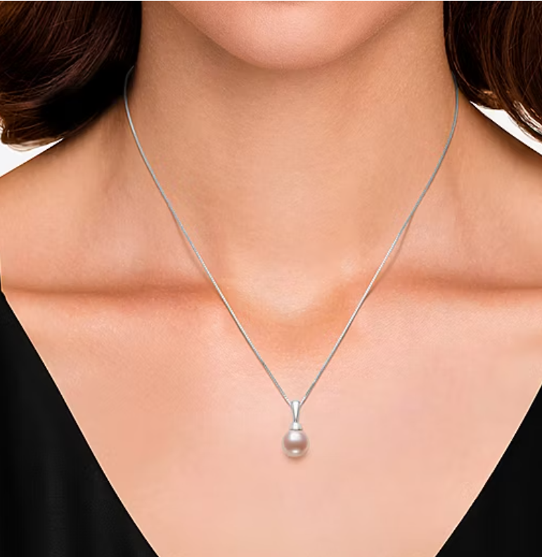 Sterling Silver 18" Pink Freshwater Pearl Drop Pendant (6–7mm)