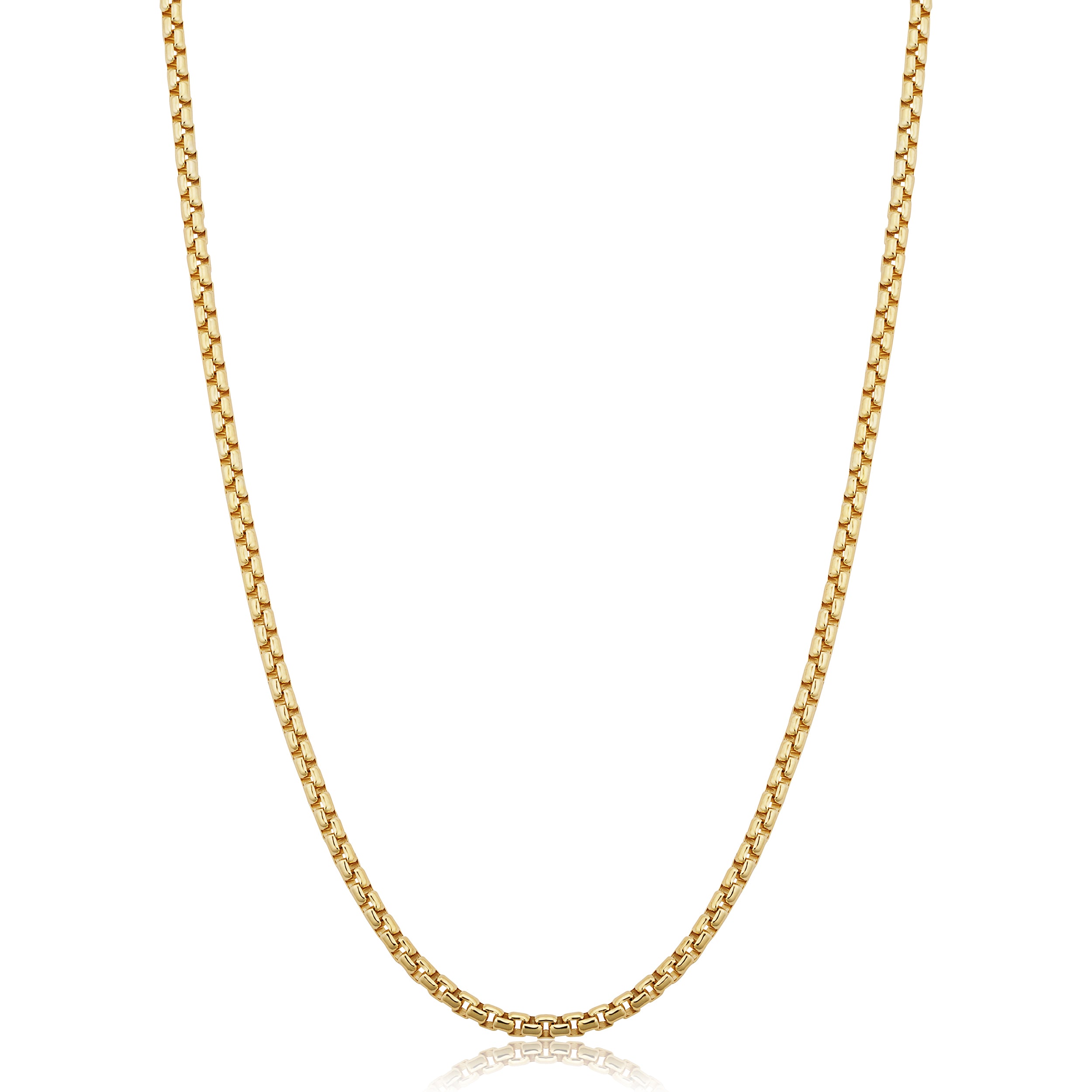 Gold-Filled Round Box Lock Chain Necklace | Gold-Filled | 2.5mm Round Box Chain | 20 Inch Length | Classic Everyday Style - Brownee Jewelers