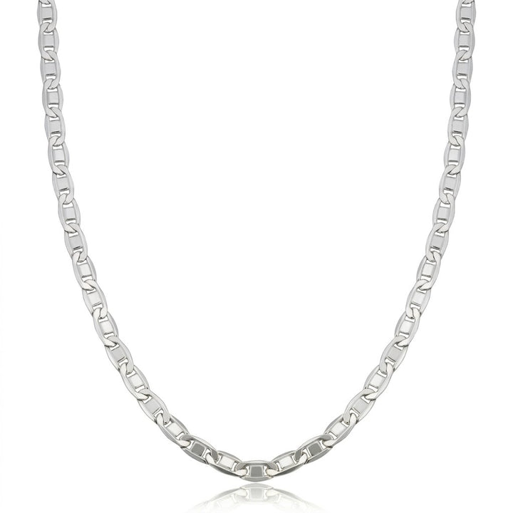 Valentino Link Necklace | Sterling Silver | Rhodium-Plated 4.4mm Chain Necklace | 24 Inch Length | Valentino Link Design - Brownee Jewelers