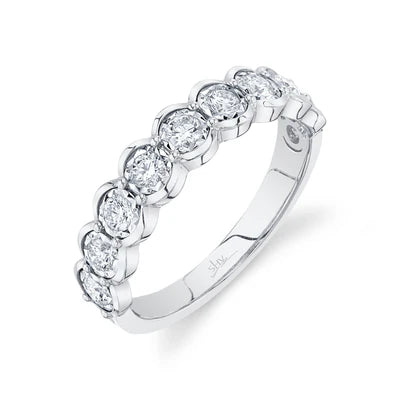 Diamond Ladies Band | 14K White Gold | 0.52 ctw | Bezel-Style Stackable Ring - Brownee Jewelers