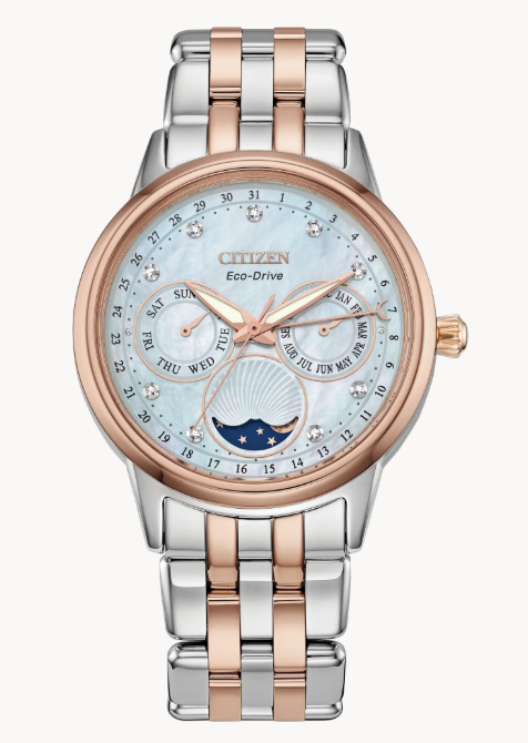 For a touch of modern elegance paired with advanced complications, Citizen’s Calendrier women’s watch fits the bill.