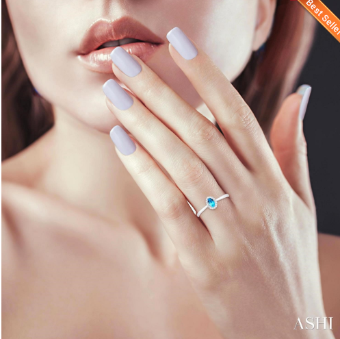Oval Shape Gemstone & Halo Diamond Ring