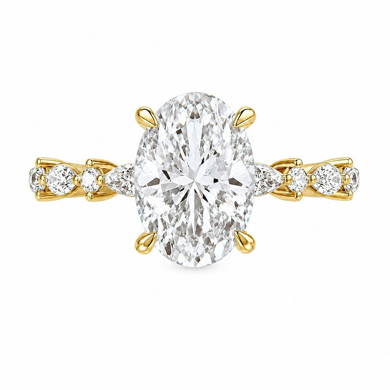 2.61CT OVAL LAB DIAMOND ENGAGEMENT RING 3.03CTTW WITH ROUND AND MARQUISE LAB DIAMONDS IN 14K WHITE GOLD