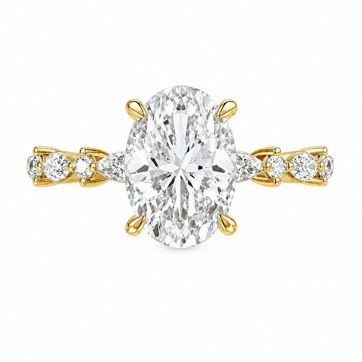 2.61CT OVAL LAB DIAMOND ENGAGEMENT RING 3.03CTTW WITH ROUND AND MARQUISE LAB DIAMONDS IN 14K WHITE GOLD