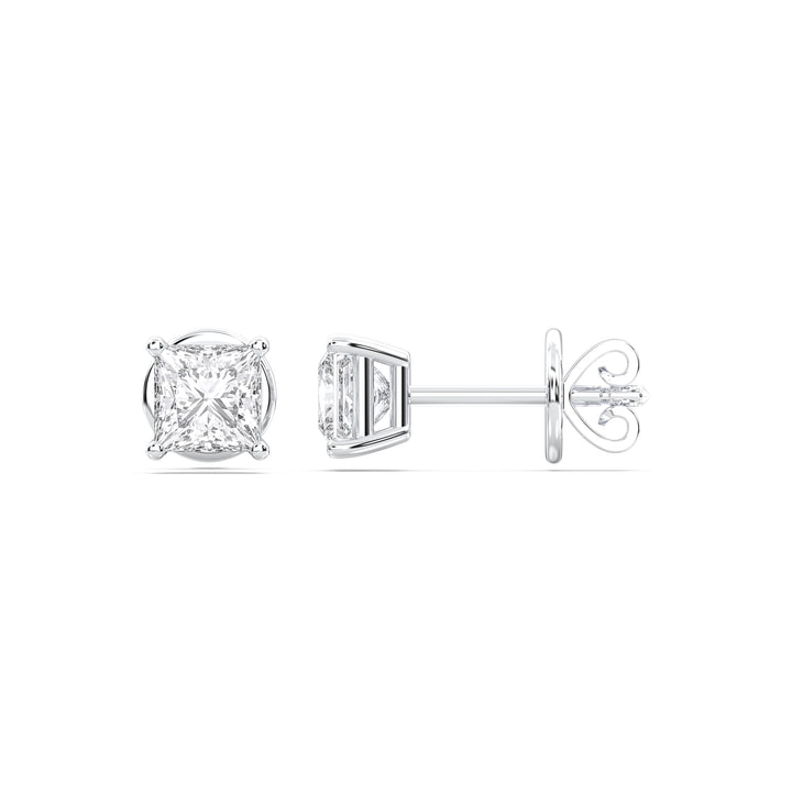 1 Carat Princess-Cut Lab Diamond Stud Earrings in 14k White Gold