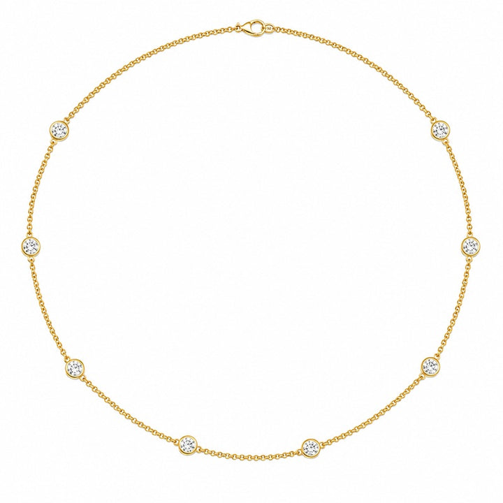 2 TOTAL CARAT WEIGHT 8 ROUND BEZEL LAB DIAMOND BY THE YARD NECKLACE IN 14K YELLOW GOLD