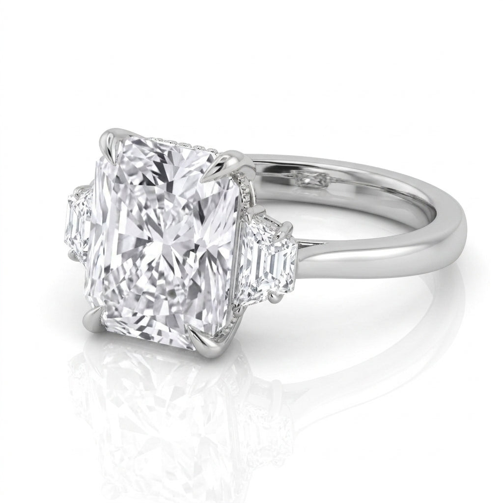 Emerald Cut Three-Stone Lab-Grown Diamond Engagement Ring