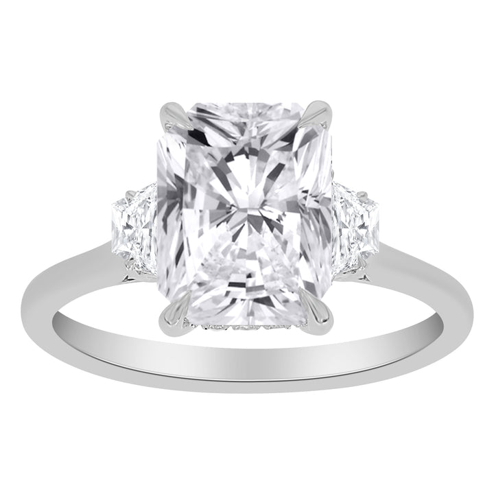Emerald Cut Three-Stone Lab-Grown Diamond Engagement Ring | 14K White Gold | 3.75 CTW VS EF Lab Diamonds | LGR46803-ED - Brownee Jewelers