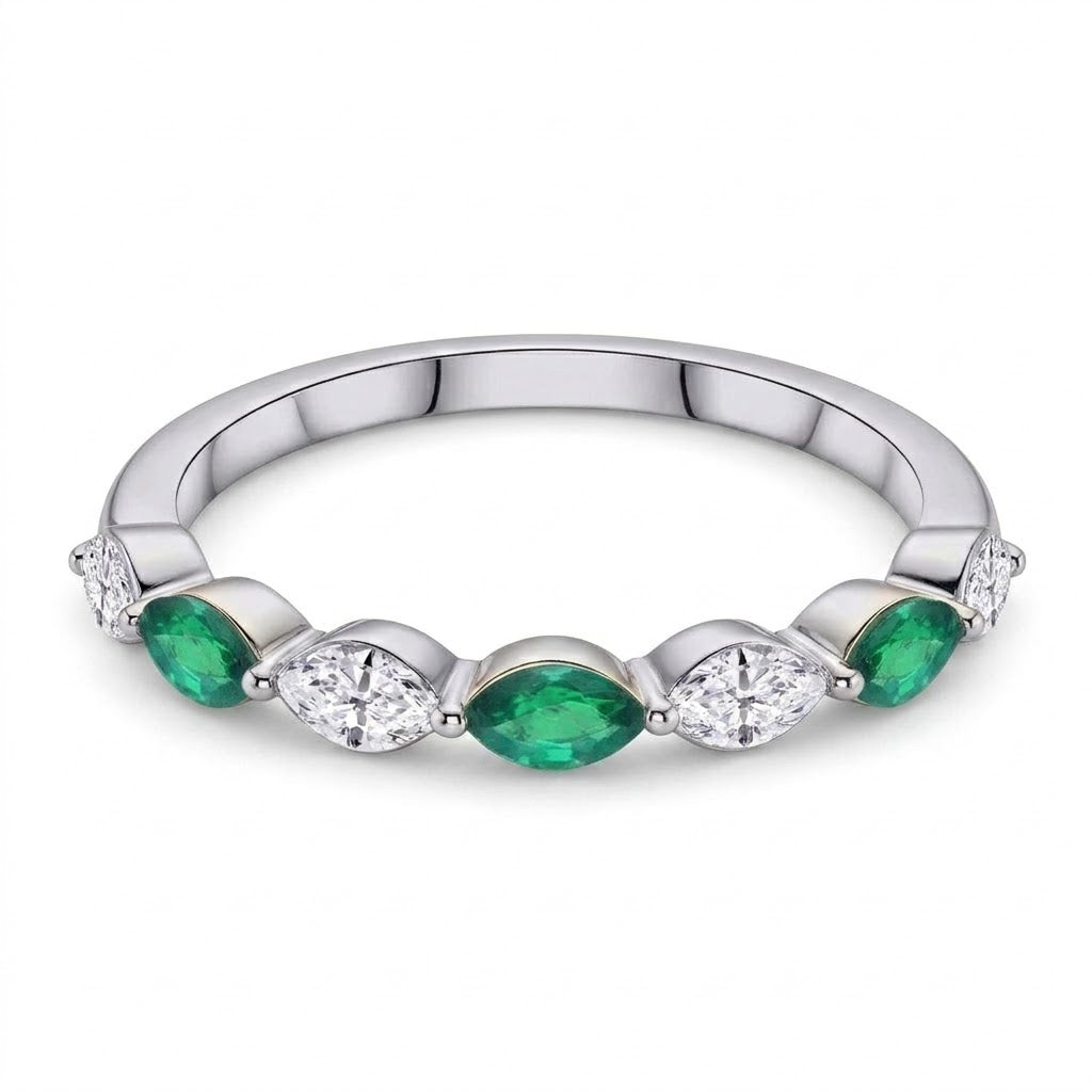 Marquise Lab-Grown Diamond & Created Emerald Ring