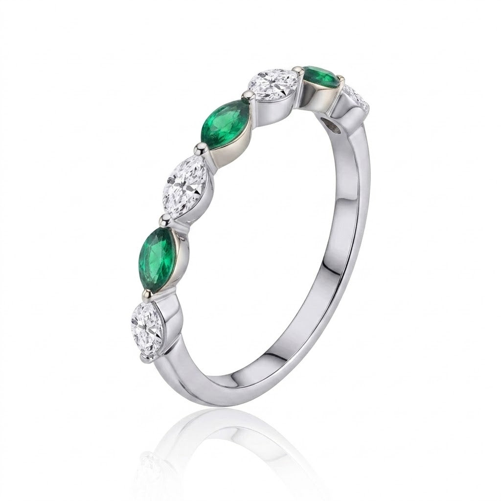 Marquise Lab-Grown Diamond & Created Emerald Ring