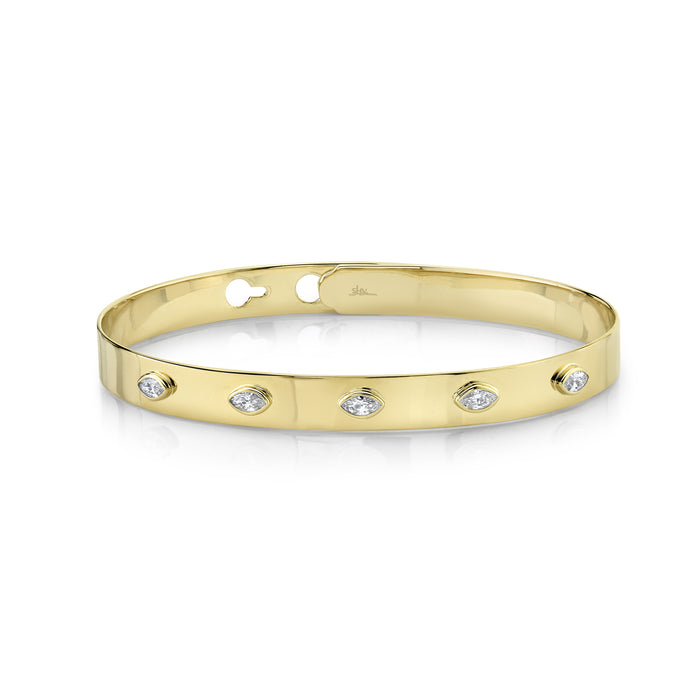 SHY CREATION BAILEY | 0.41CT DIAMOND MARQUISE BEZEL LATCH LOCK BANGLE | 14K YELLOW GOLD | 0.41 CTW | SC55021224ZS - Brownee Jewelers