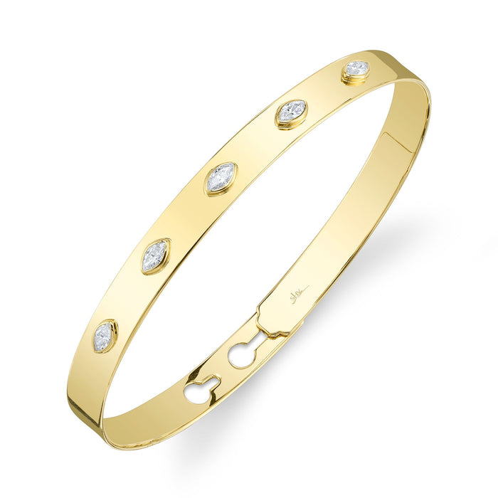 SHY CREATION BAILEY | 0.41CT DIAMOND MARQUISE BEZEL LATCH LOCK BANGLE | 14K YELLOW GOLD | 0.41 CTW | SC55021224ZS - Brownee Jewelers