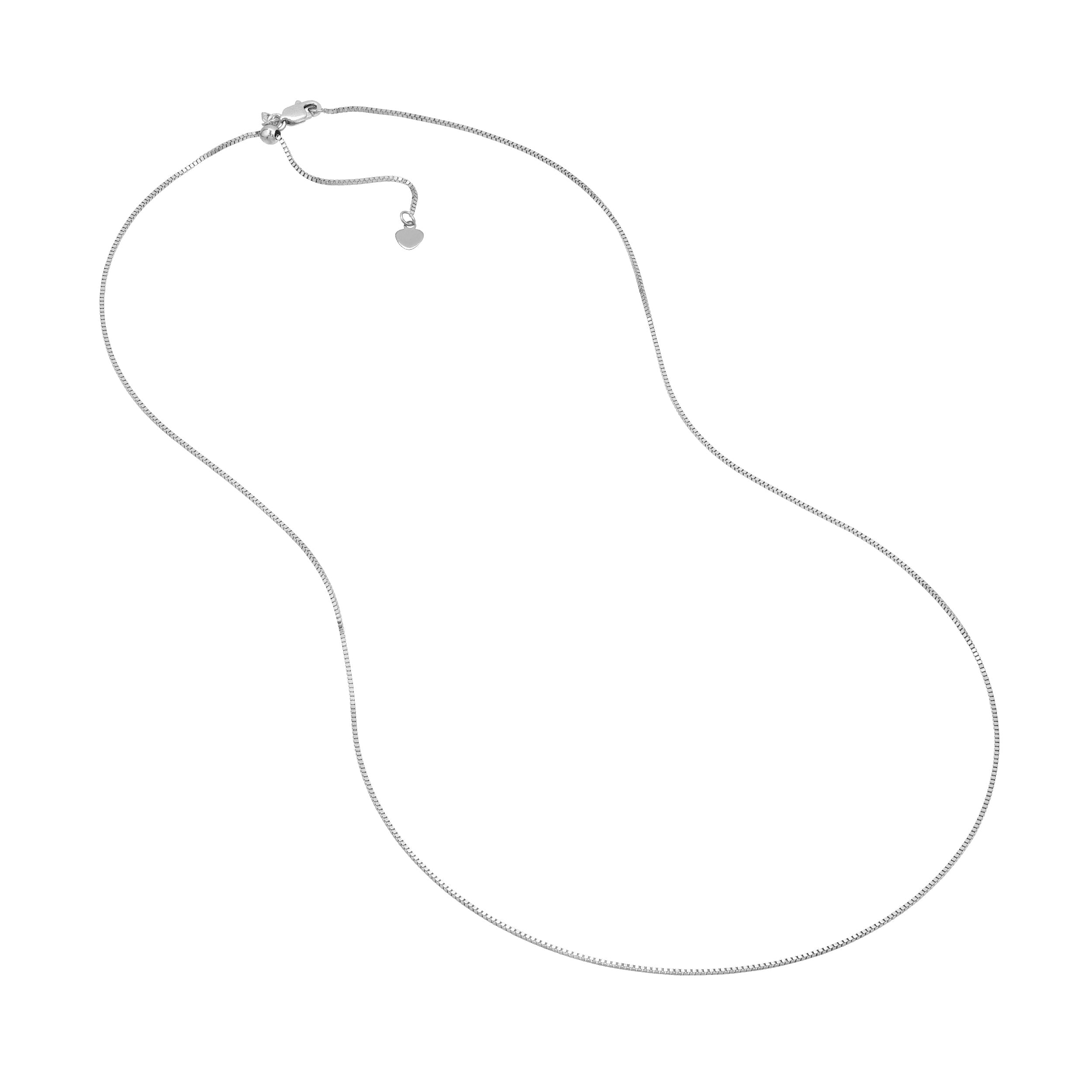 22" 0.8MM ADJUSTABLE BOX CHAIN NECKLACE | 10K WHITE GOLD | MF007744-10B - Brownlee Jewelers