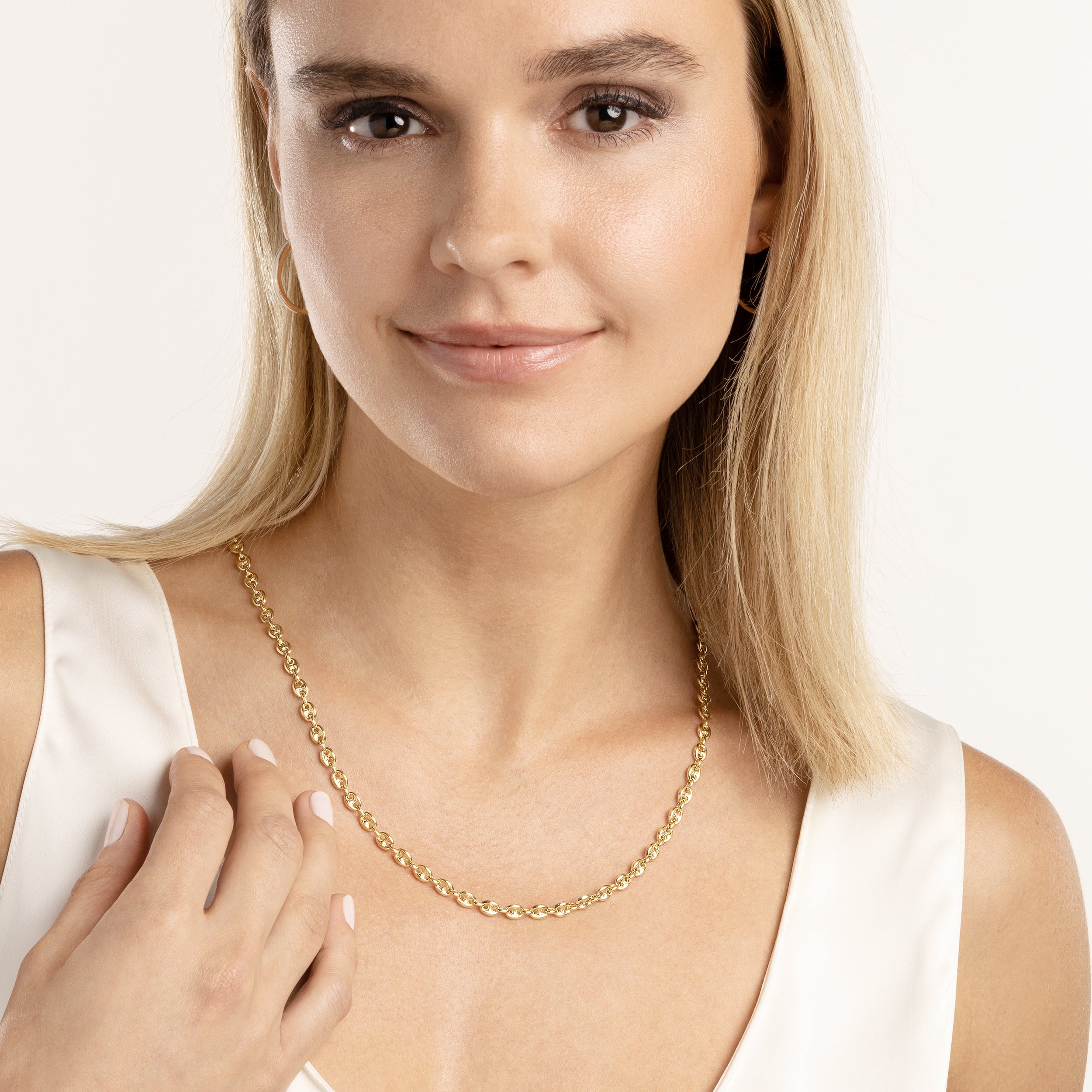 20" 3.7MM PUFFED MARINER CHAIN NECKLACE | 14K YELLOW GOLD | MF011050-14Y - Brownlee Jewelers