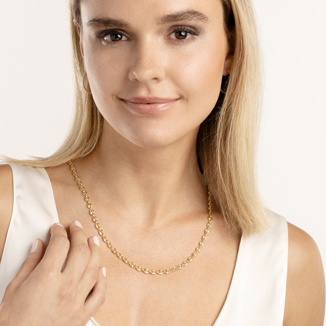20" 3.7MM PUFFED MARINER CHAIN NECKLACE | 14K YELLOW GOLD | MF011050-14Y - Brownlee Jewelers