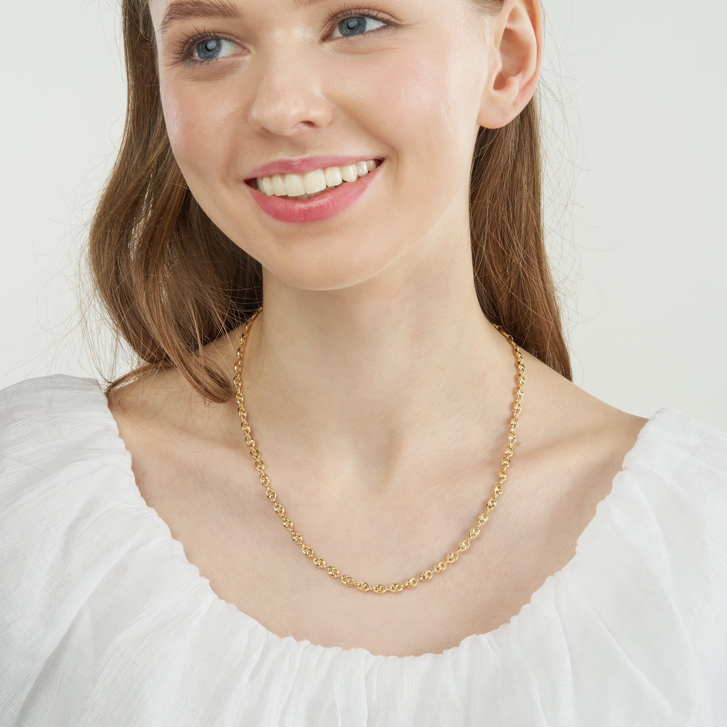18" 4.5MM PUFFED MARINER CHAIN NECKLACE | 14K YELLOW GOLD | MF011183-14Y - Brownlee Jewelers