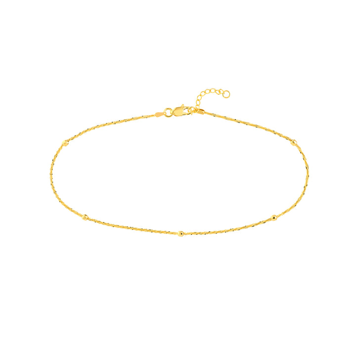 10" ADJUSTABLE DIAMOND-CUT AXIS STATION BEAD CHAIN ANKLET | 14K YELLOW GOLD | MF013491-14Y - Brownlee Jewelers