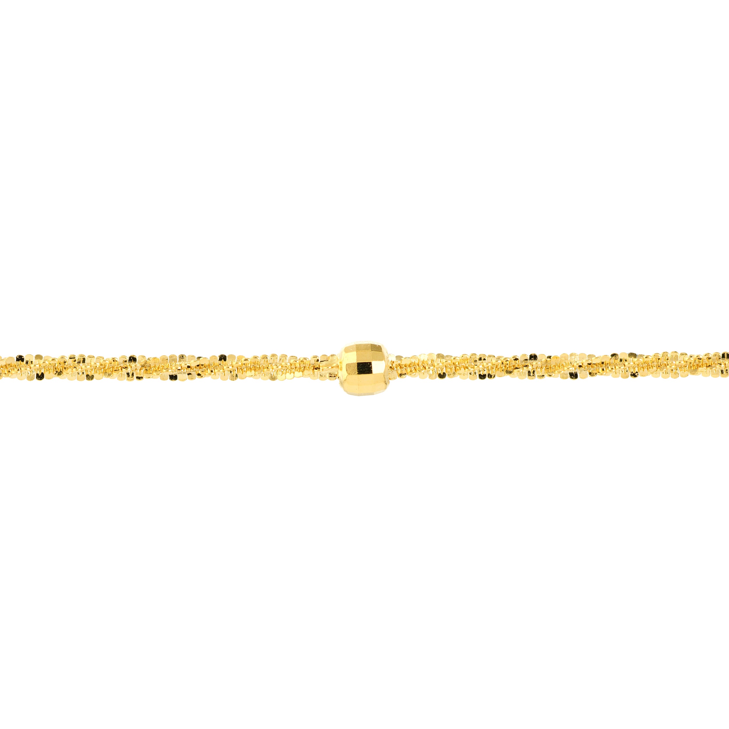 10" ADJUSTABLE DIAMOND-CUT AXIS STATION BEAD CHAIN ANKLET | 14K YELLOW GOLD | MF013491-14Y - Brownlee Jewelers