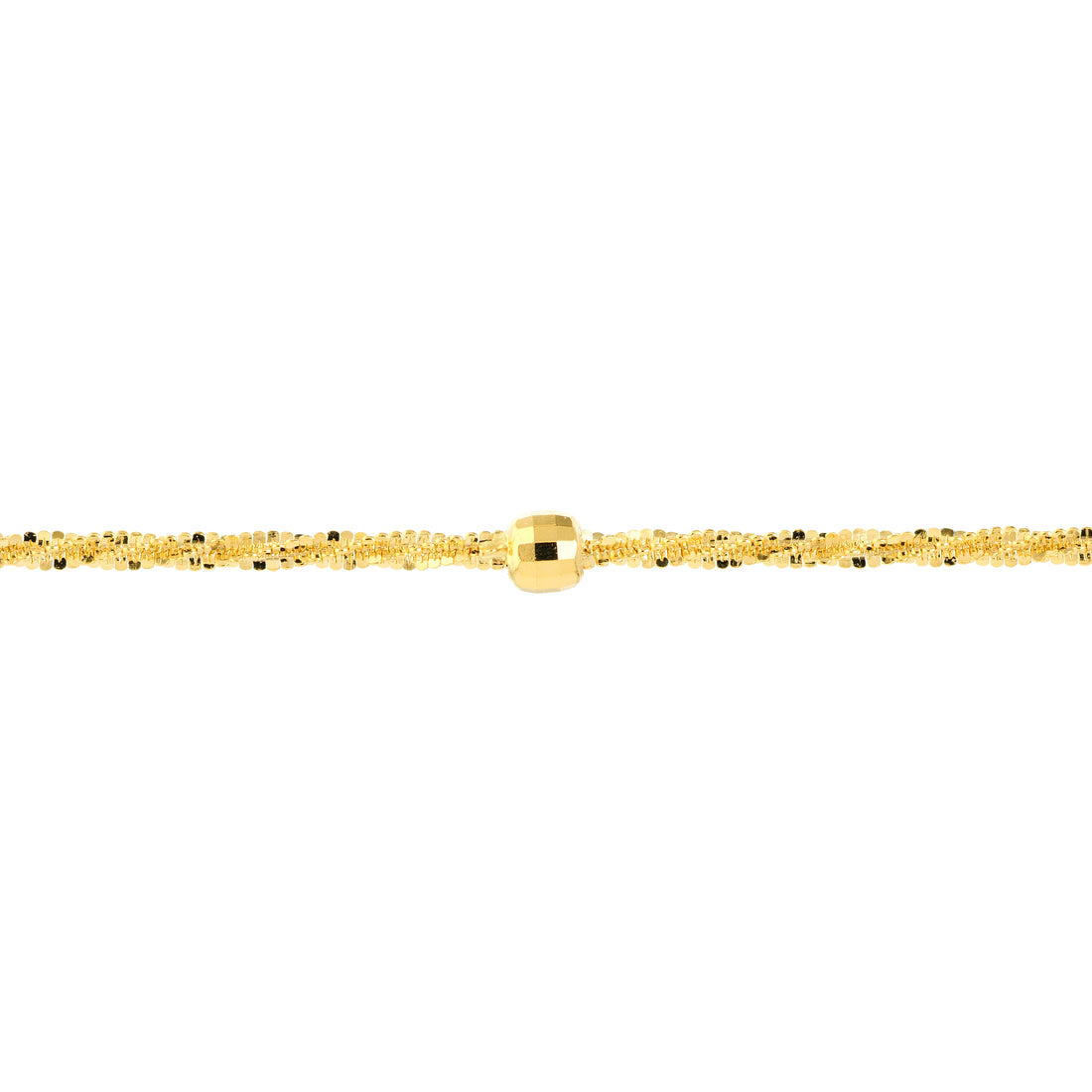 10" ADJUSTABLE DIAMOND-CUT AXIS STATION BEAD CHAIN ANKLET | 14K YELLOW GOLD | MF013491-14Y - Brownlee Jewelers