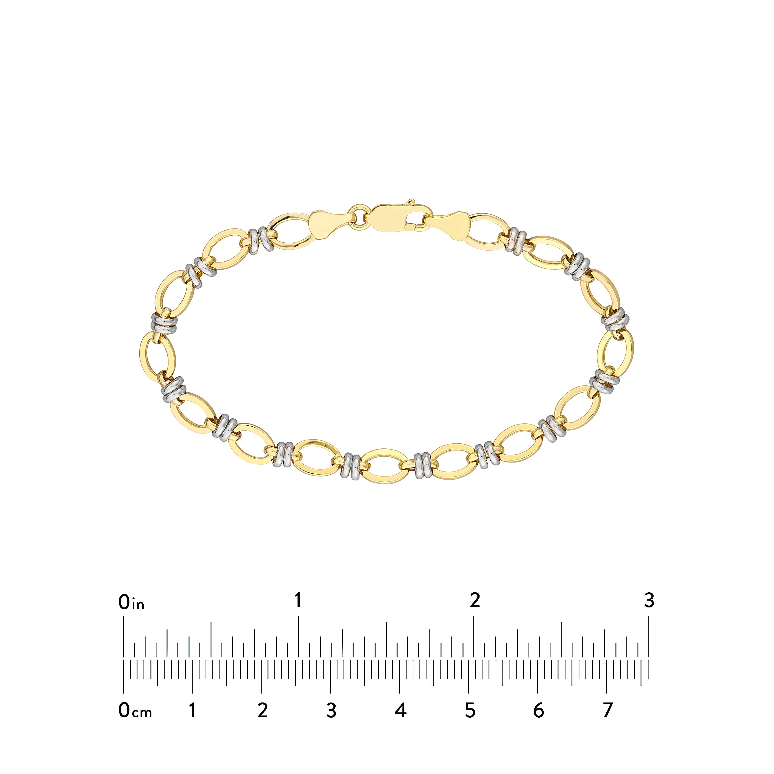 7.5" DOUBLE WHITE FLAT OVAL LINK BRACELET | 14K TWO-TONE GOLD | MF014350-14YB - Brownlee Jewelers
