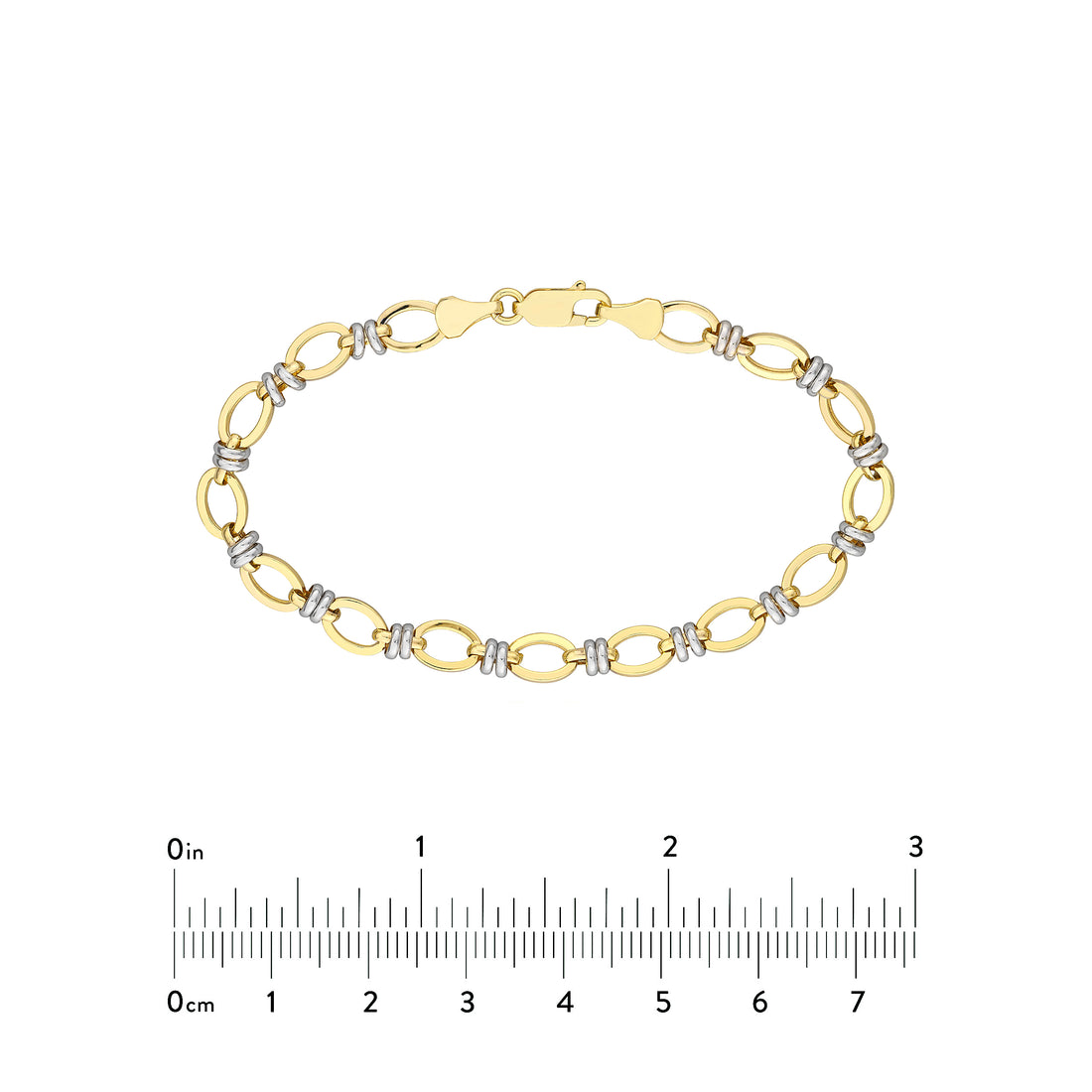 7.5" DOUBLE WHITE FLAT OVAL LINK BRACELET | 14K TWO-TONE GOLD | MF014350-14YB - Brownlee Jewelers