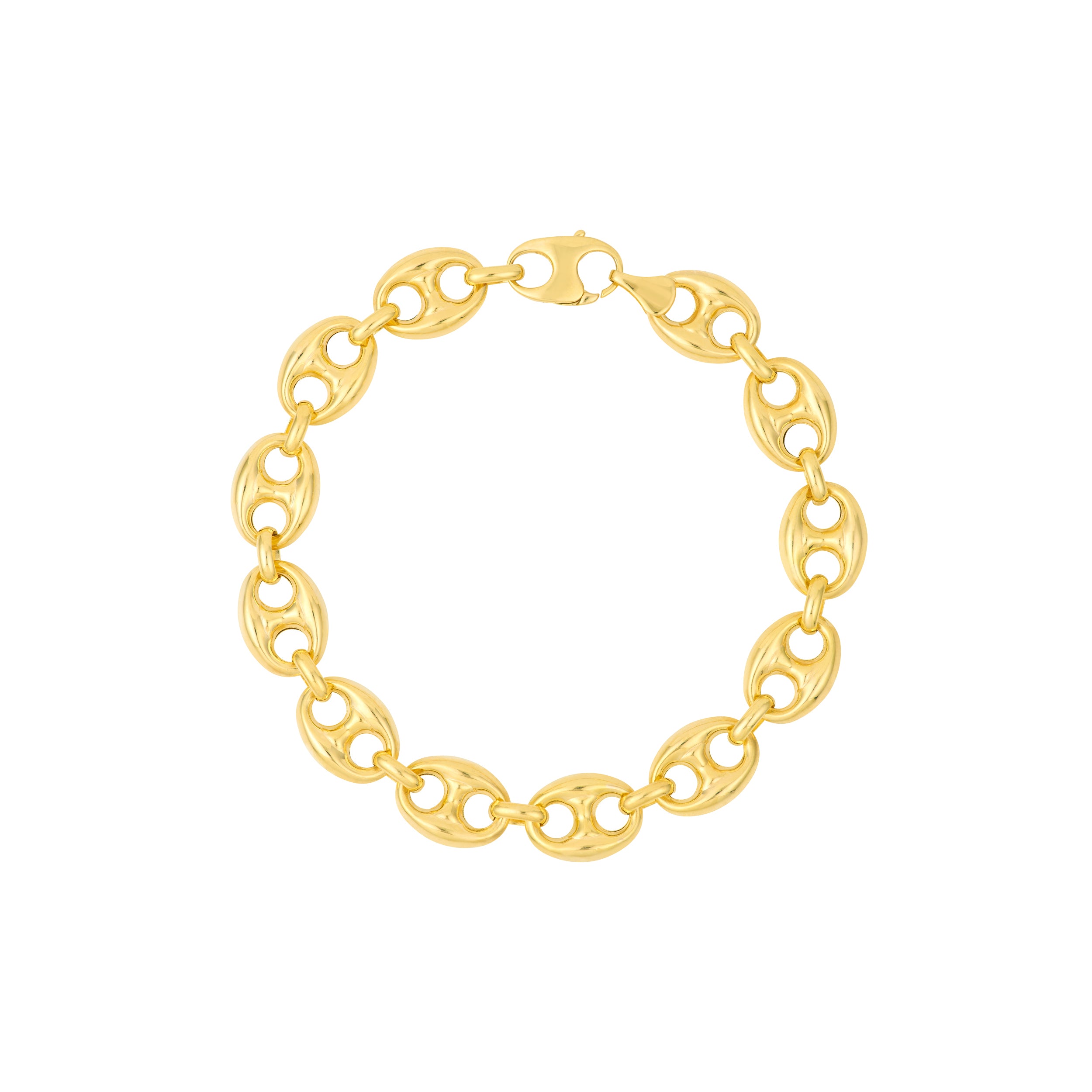 7.5" 10MM PUFFED MARINER CHAIN BRACELET | 14K YELLOW GOLD | MF014695-14Y - Brownlee Jewelers