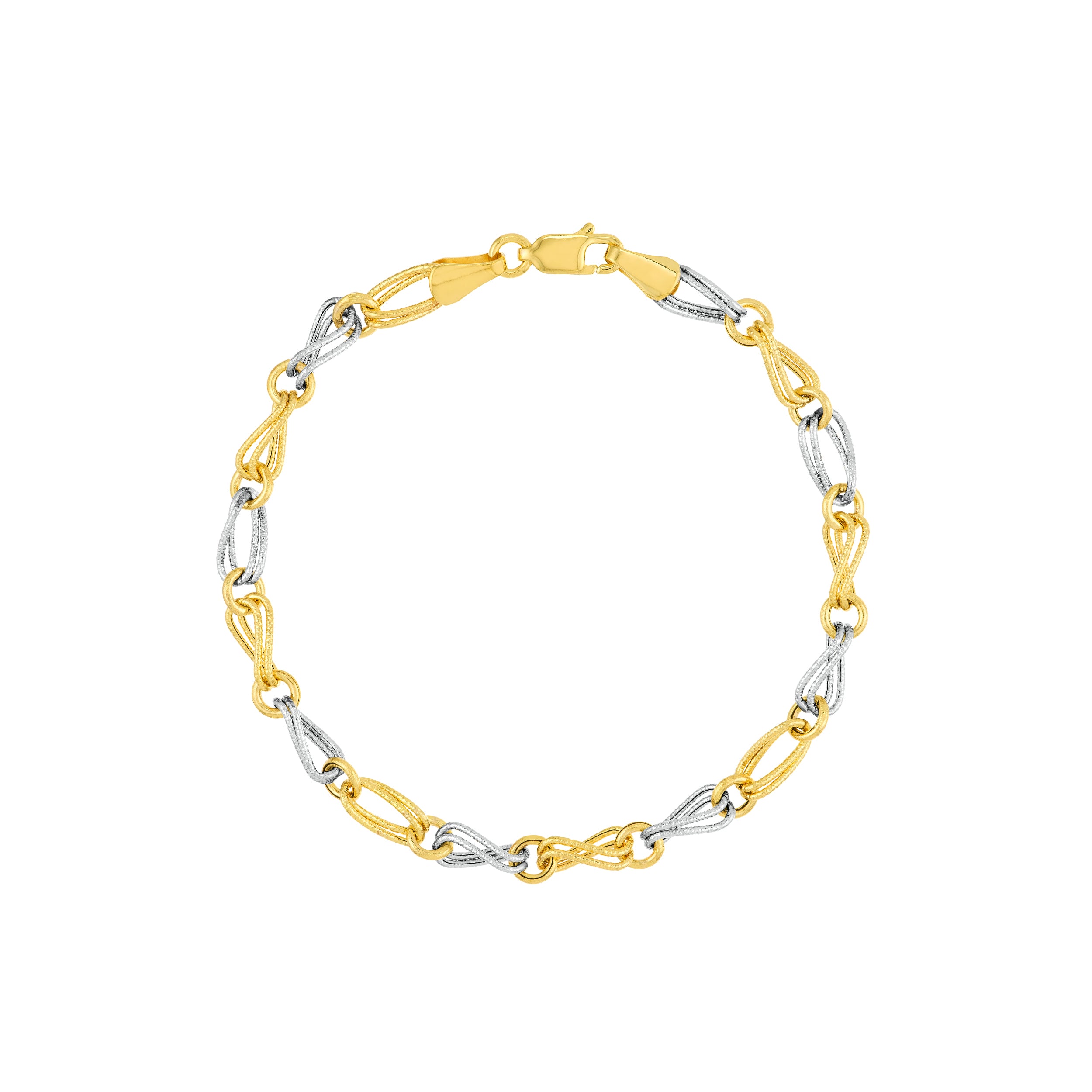 7.25" DOUBLE CIRCLE OVAL LINK BRACELET | 14K TWO-TONE GOLD | MF017657-14YB - Brownlee Jewelers