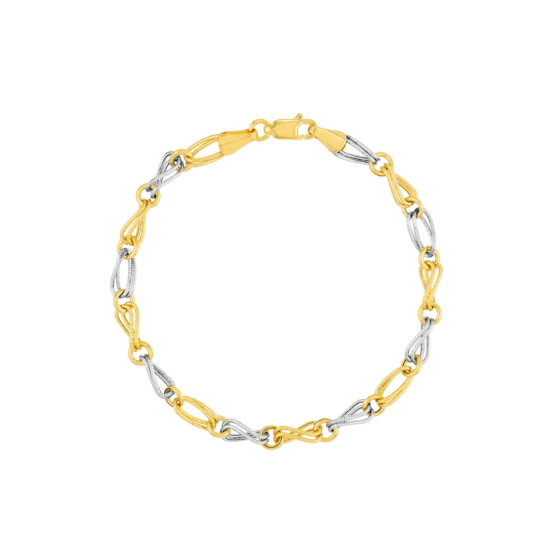 7.25" DOUBLE CIRCLE OVAL LINK BRACELET | 14K TWO-TONE GOLD | MF017657-14YB - Brownlee Jewelers