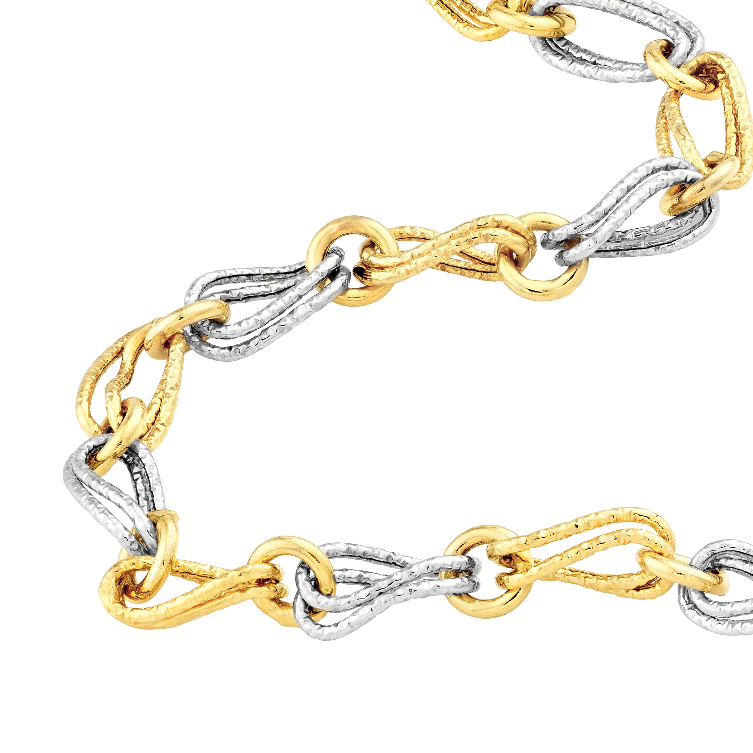 7.25" DOUBLE CIRCLE OVAL LINK BRACELET | 14K TWO-TONE GOLD | MF017657-14YB - Brownlee Jewelers