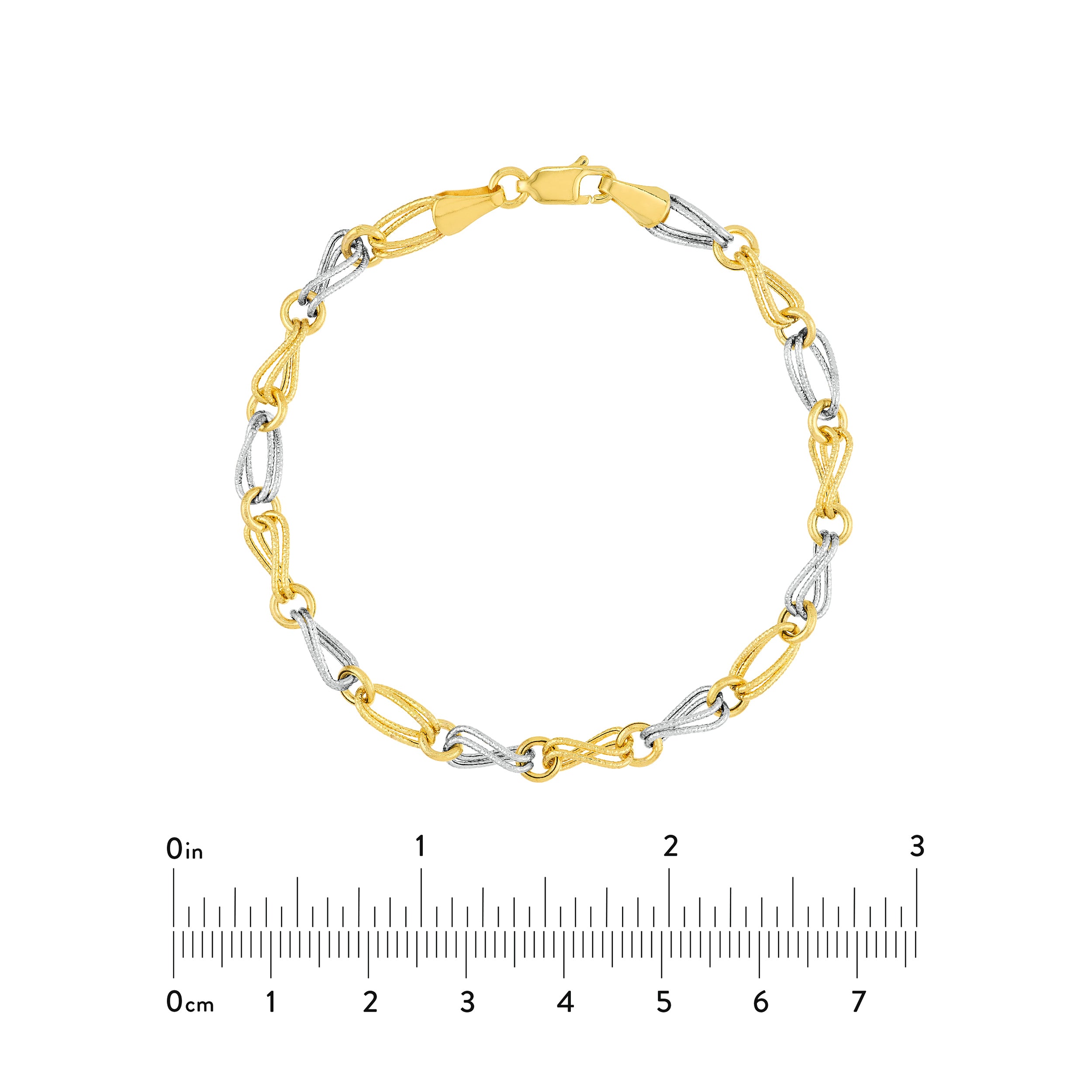 7.25" DOUBLE CIRCLE OVAL LINK BRACELET | 14K TWO-TONE GOLD | MF017657-14YB - Brownlee Jewelers