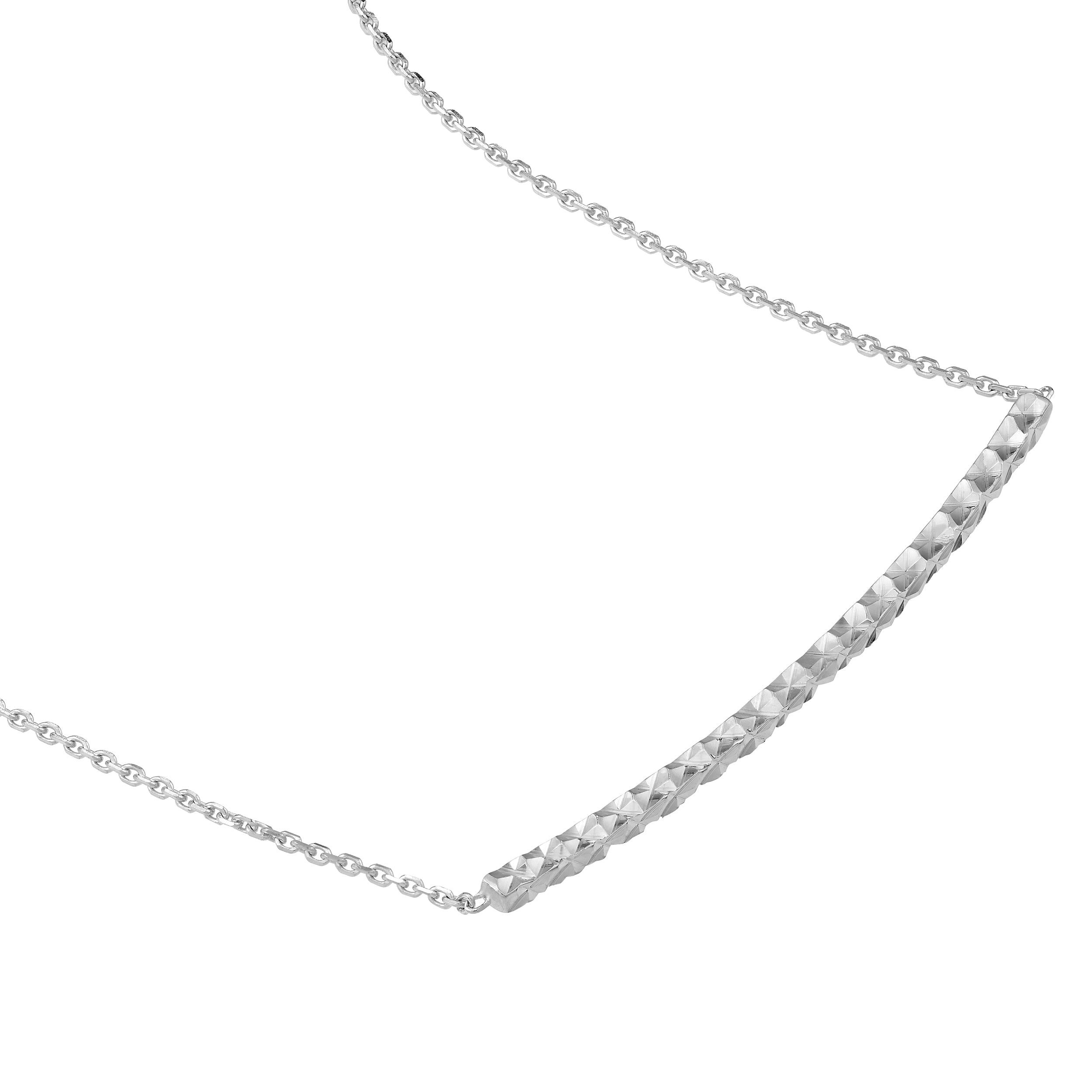 18" DIAMOND-CUT BAR NECKLACE | 14K WHITE GOLD | MF020185-14B - Brownlee Jewelers