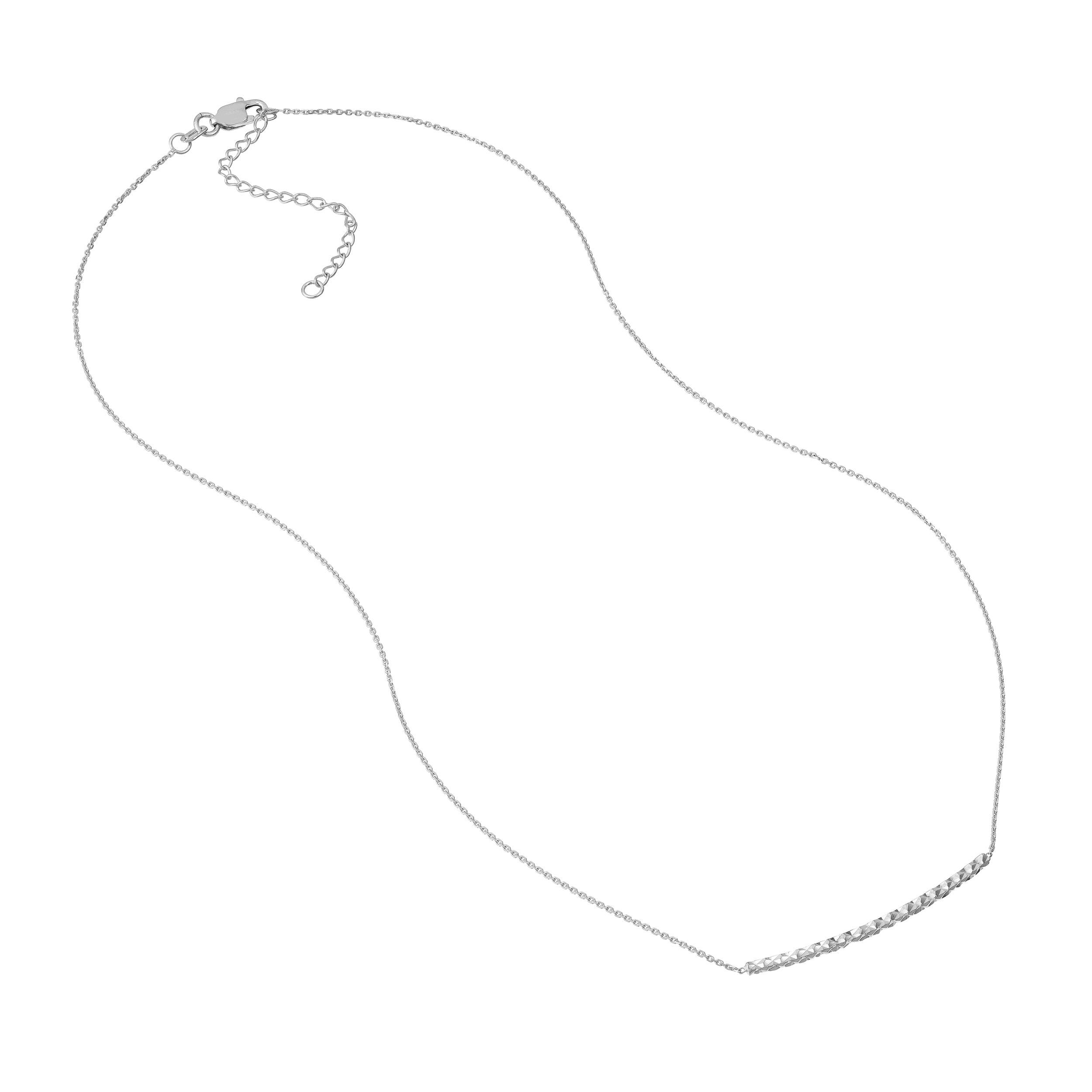 18" DIAMOND-CUT BAR NECKLACE | 14K WHITE GOLD | MF020185-14B - Brownlee Jewelers