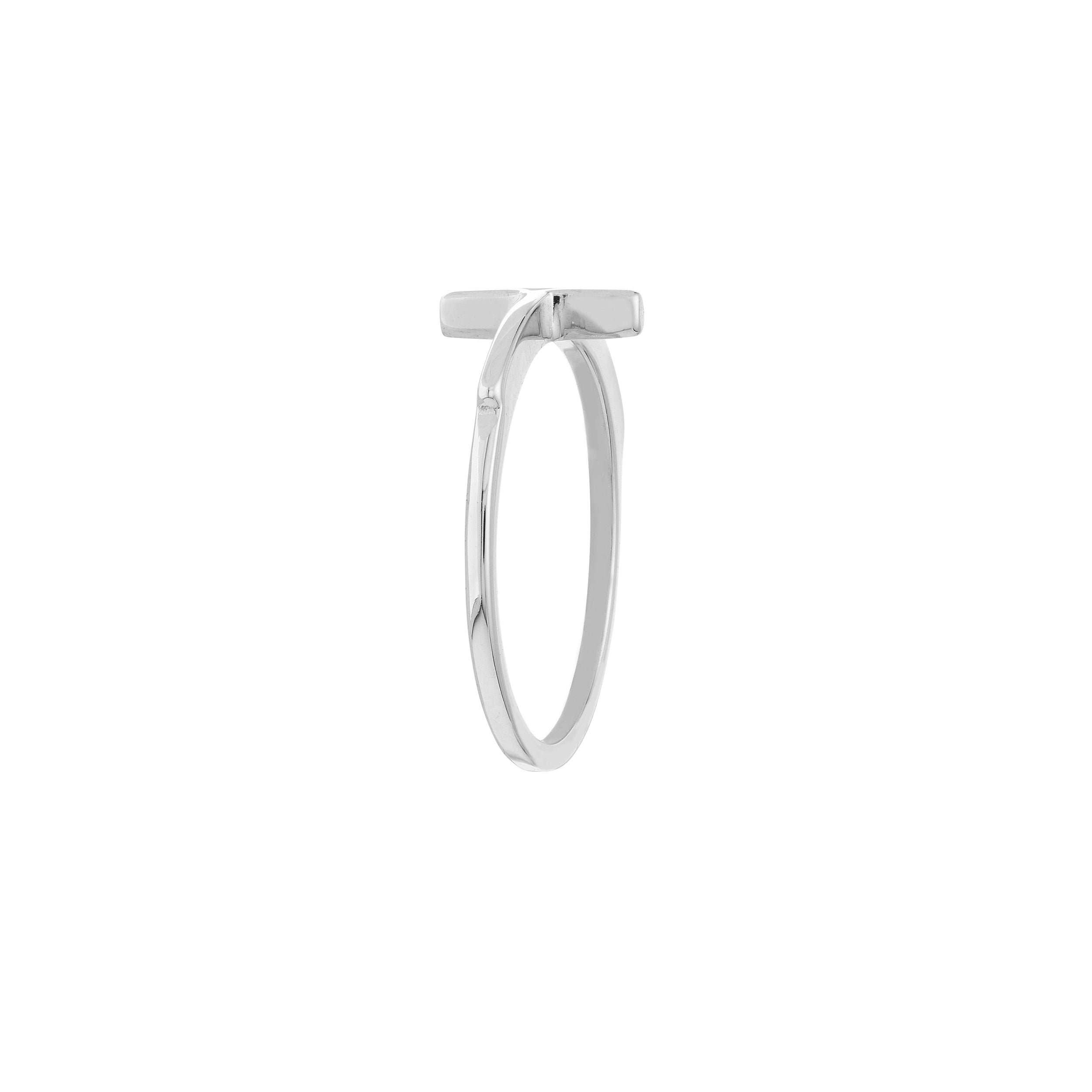 Small Cross Ring | 14K White Gold | Minimalist Faith Ring | Size 7 - Brownee Jewelers