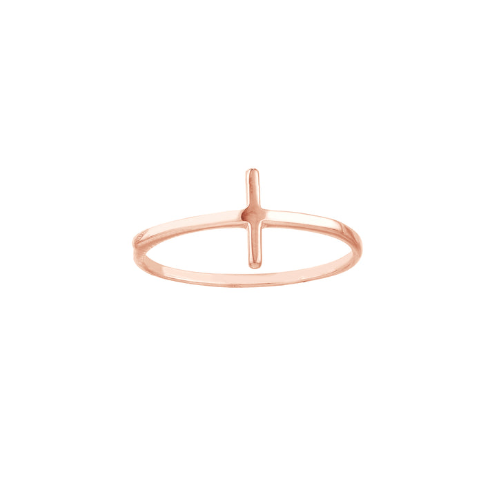 Polished Cross Ring | 14K Rose Gold | Minimalist Faith Design - Brownee Jewelers