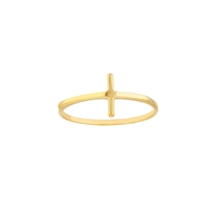 14K Yellow Gold Polished Cross Ring