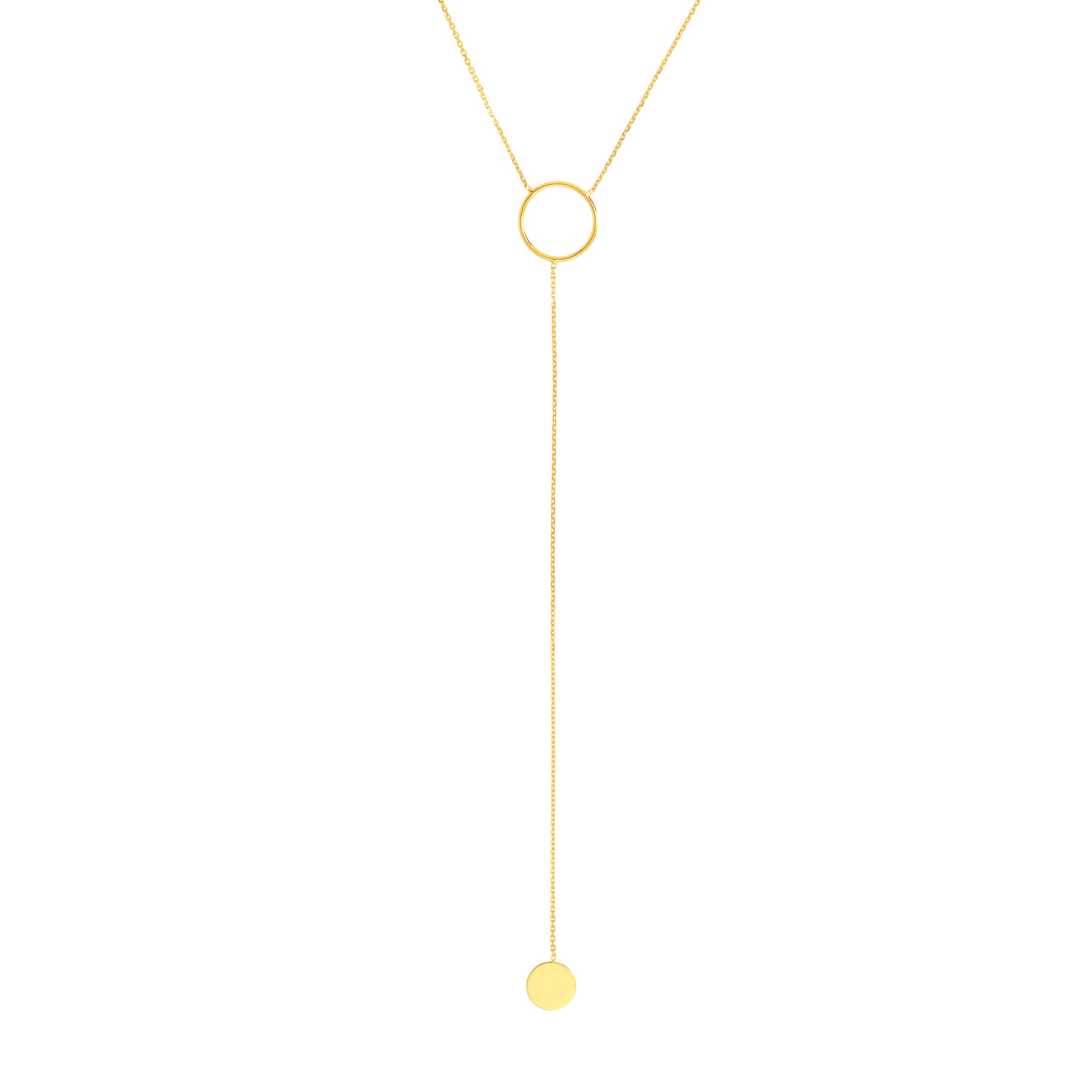 18" CIRCLE DISC PENDANT NECKLACE | 14K YELLOW GOLD | MF026517-14Y - Brownlee Jewelers