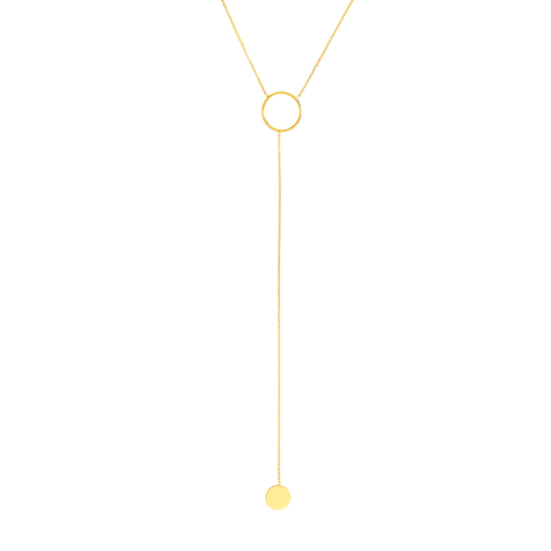 18" CIRCLE DISC PENDANT NECKLACE | 14K YELLOW GOLD | MF026517-14Y - Brownlee Jewelers