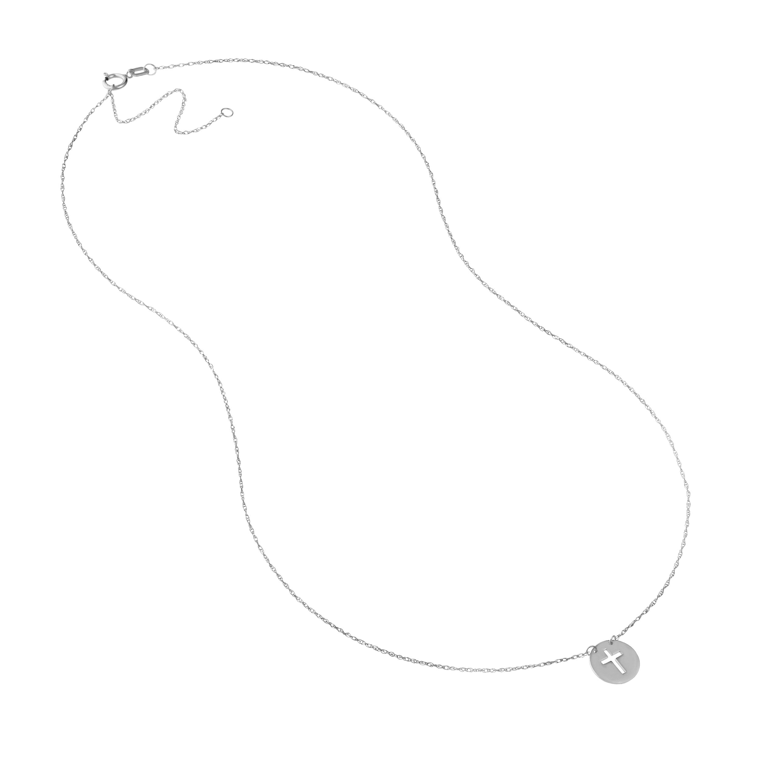 CROSS ROUND DISC PENDANT NECKLACE | 14K WHITE GOLD | MF026727-14B - Brownlee Jewelers