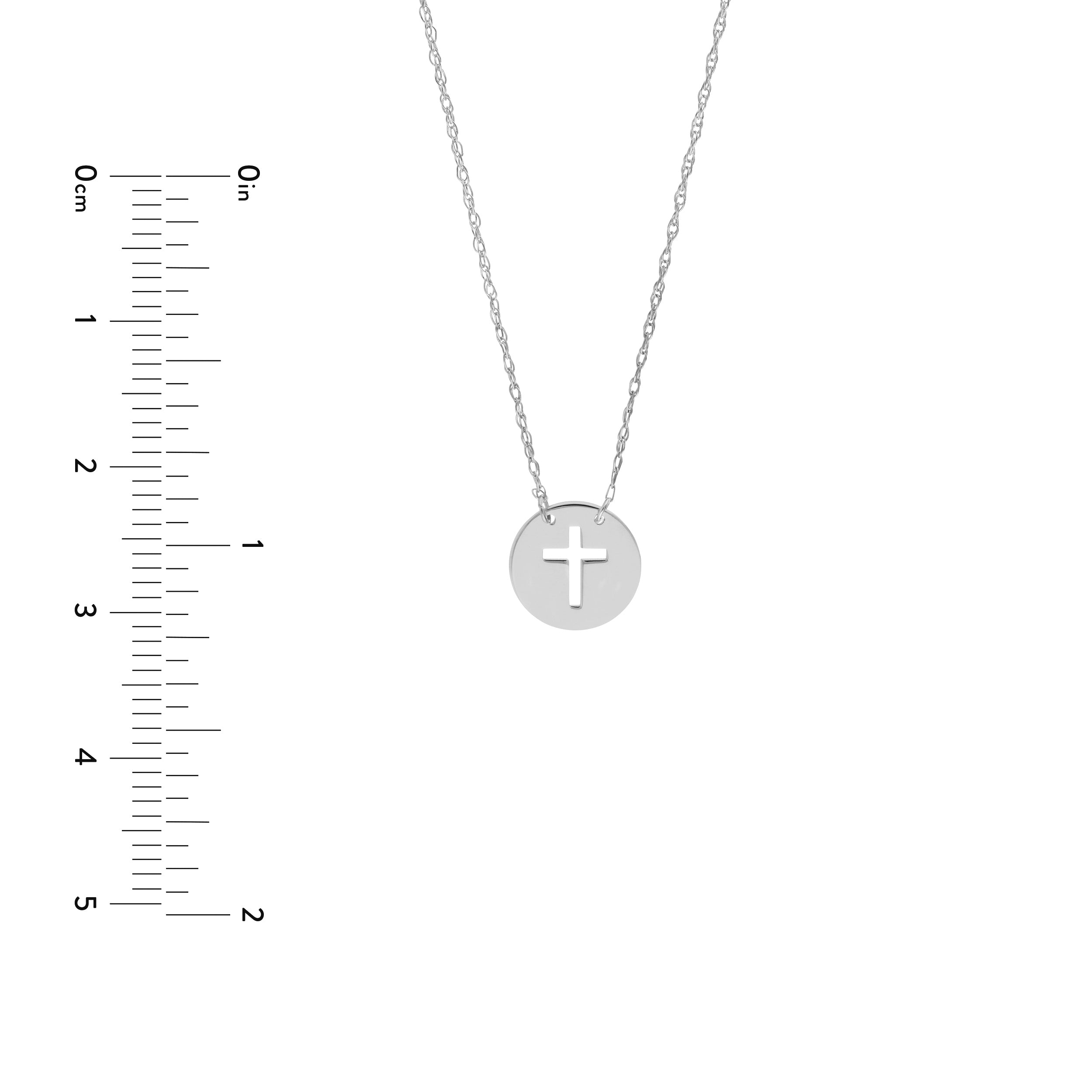 CROSS ROUND DISC PENDANT NECKLACE | 14K WHITE GOLD | MF026727-14B - Brownlee Jewelers