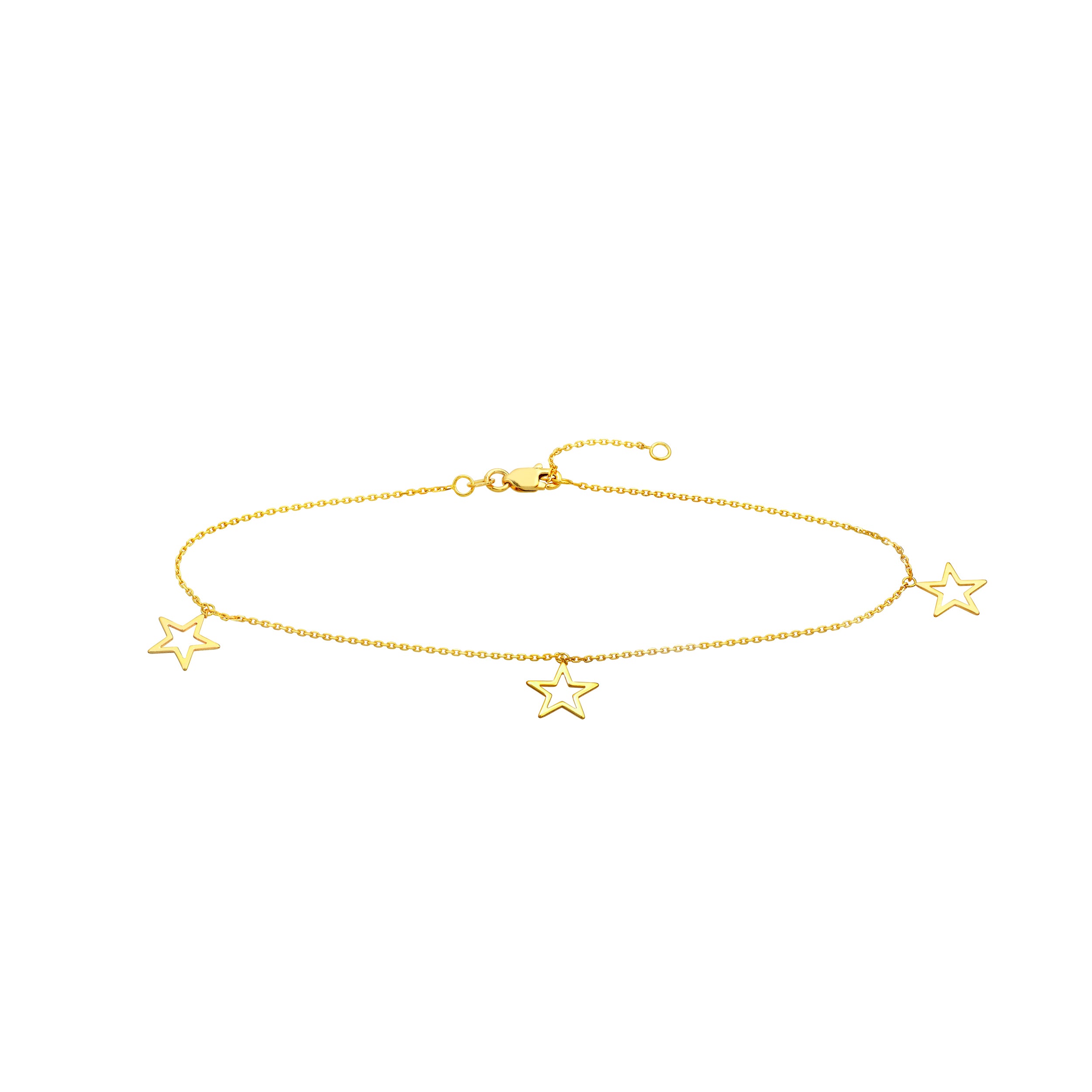 10" OPEN STAR DROP ANKLET | 14K YELLOW GOLD | MF027750-14Y - Brownlee Jewelers