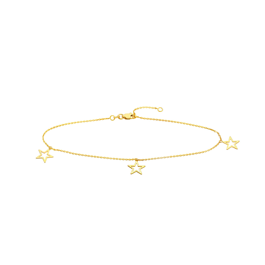 10" OPEN STAR DROP ANKLET | 14K YELLOW GOLD | MF027750-14Y - Brownlee Jewelers