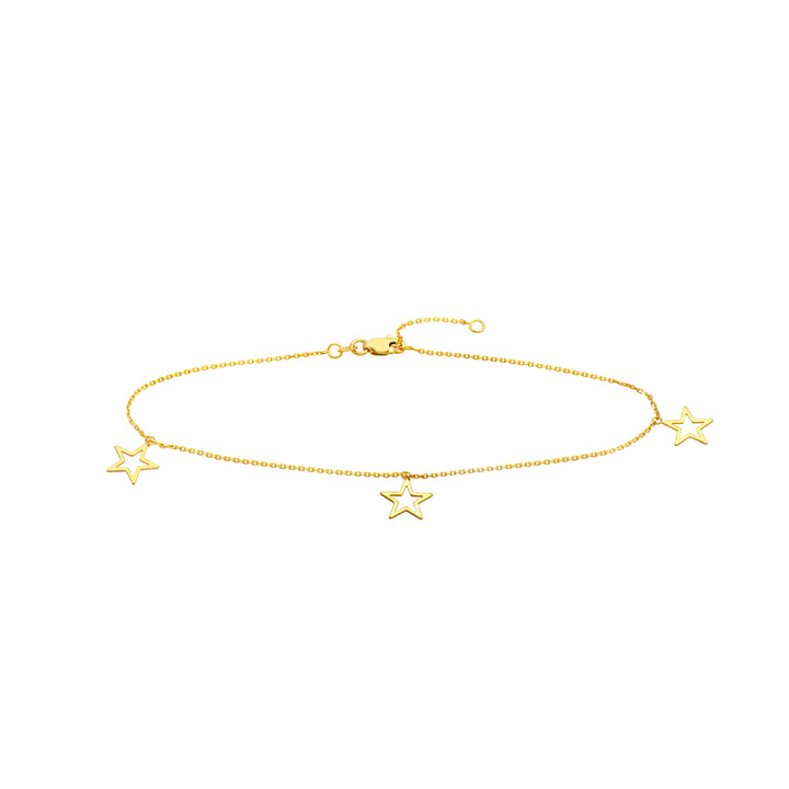 10" OPEN STAR DROP ANKLET | 14K YELLOW GOLD | MF027750-14Y - Brownlee Jewelers