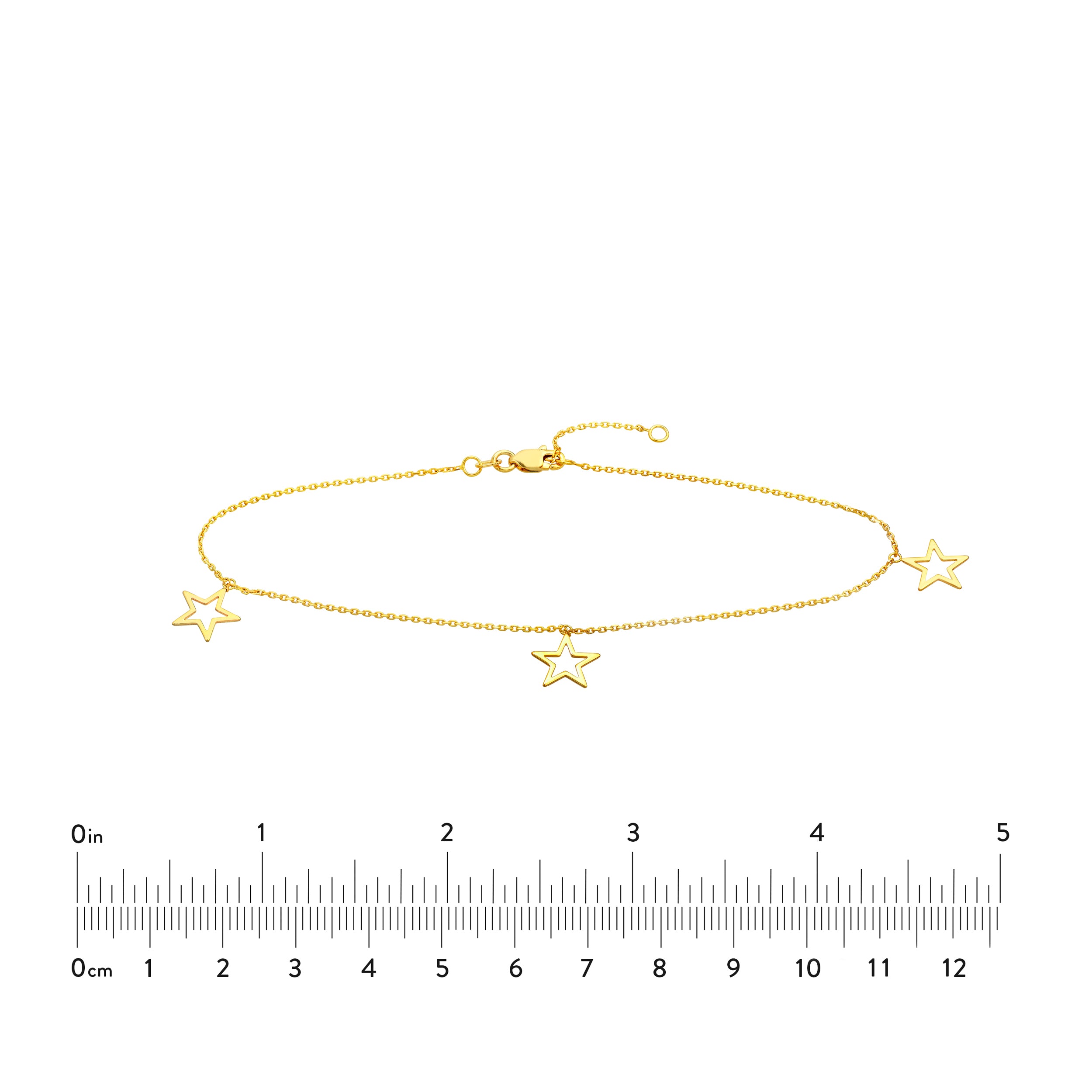 10" OPEN STAR DROP ANKLET | 14K YELLOW GOLD | MF027750-14Y - Brownlee Jewelers