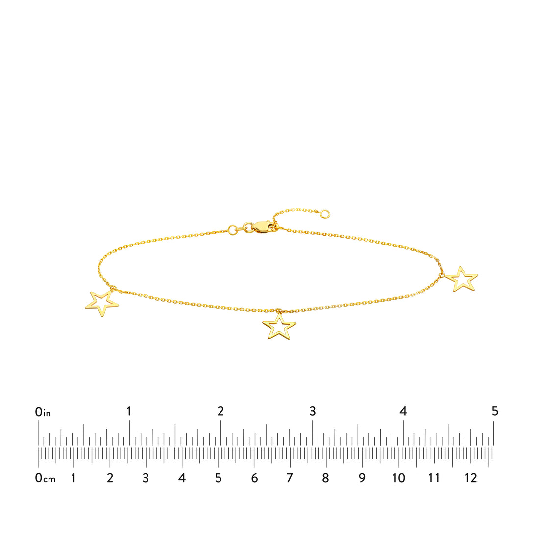 10" OPEN STAR DROP ANKLET | 14K YELLOW GOLD | MF027750-14Y - Brownlee Jewelers
